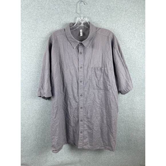 Aimeilgot Linen Shirt Men's 2XL Gray Short Sleeve‎ Button Up Summer Light Casual - Picture 1 of 9